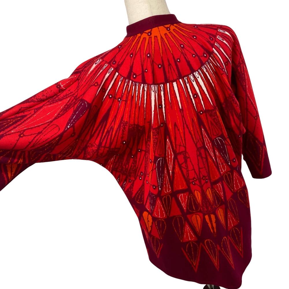 Vintage Maud Fudin Fredholm Boutique Sweden Button Front Bat Wing Jacket M Red - Picture 6 of 10